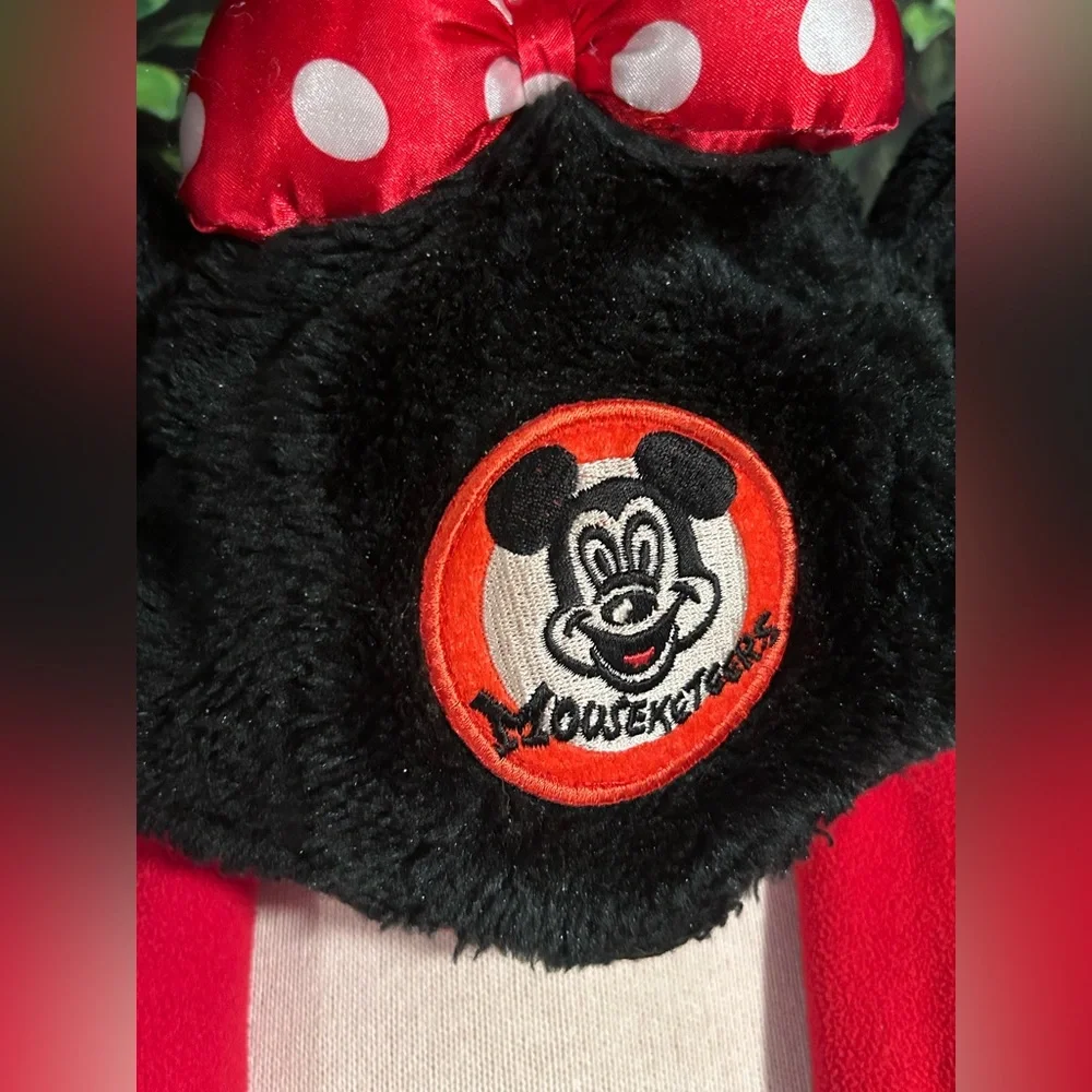 Disney Parks Minnie Mouse Mickey Mouseketeers Faux Fur Hat w/ Scarf Mittens